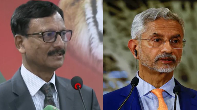 বাংলাদেশের পররাষ্ট্র উপদেষ্টা তৌহিদ হোসেন ও ভারতের পররাষ্ট্রমন্ত্রী এস জয়শঙ্কর। ছবি: সংগৃহীত