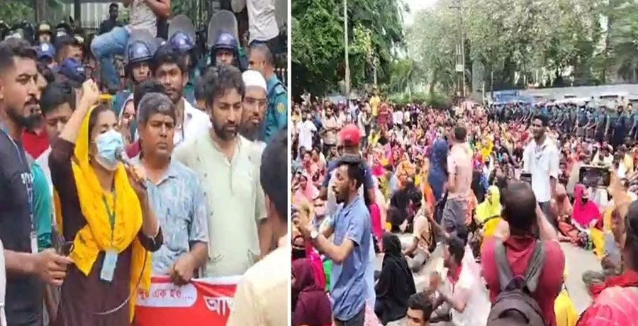 বকেয়া বেতনের দাবিতে পোশাক শ্রমিকদের ‘মার্চ টু যমুনা’