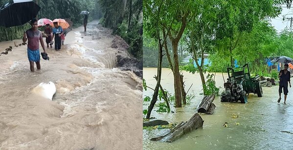  ভারী বর্সণে ফেনীতে বন্যানিয়ন্ত্রণ বাঁধ ভেঙ্গে ৩০ গ্রাম পানির নিচে