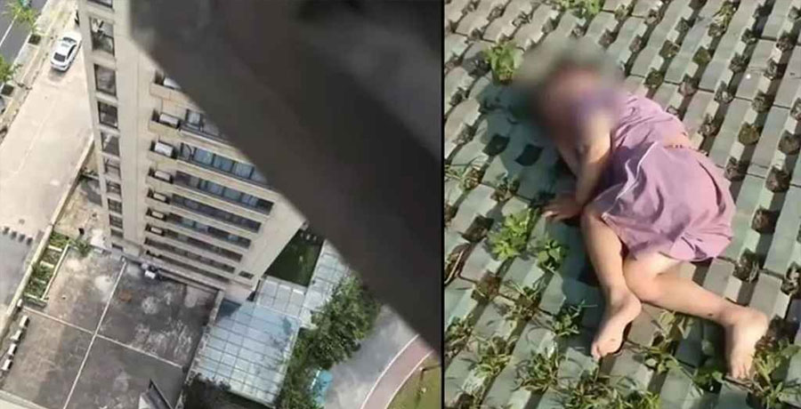 ১৮তলা থেকে পড়ে প্রাণে বেঁচে গেল ৩ বছরের শিশু