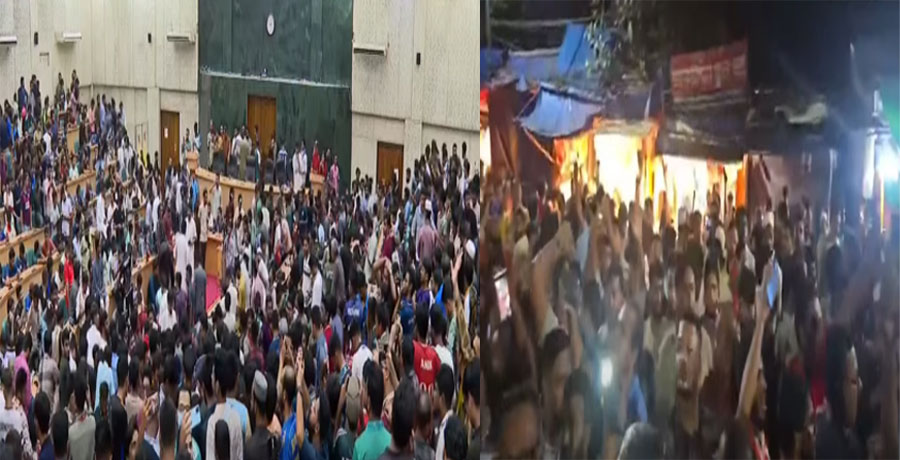 ডাকসু নির্বাচনের ফল ঘোষণার অপেক্ষা : সিনেট হলে উপচেপড়া ভিড়, স্লোগান