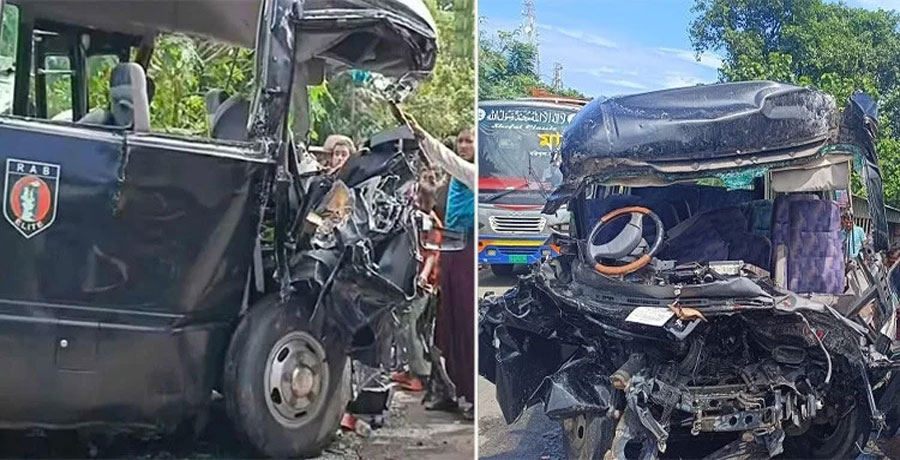 পটুয়াখালীতে র‍্যাবের গাড়ি ও বাসের মুখোমুখি সংঘর্ষে নিহত ৩