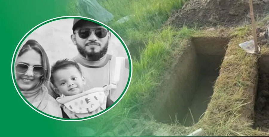 পাশাপাশি খোঁড়া হচ্ছে তিন কবর, দাফন করা হলো স্বামী-স্ত্রী ও সন্তানকে